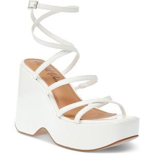 Wild Pair White Strappy Wedge Sandals